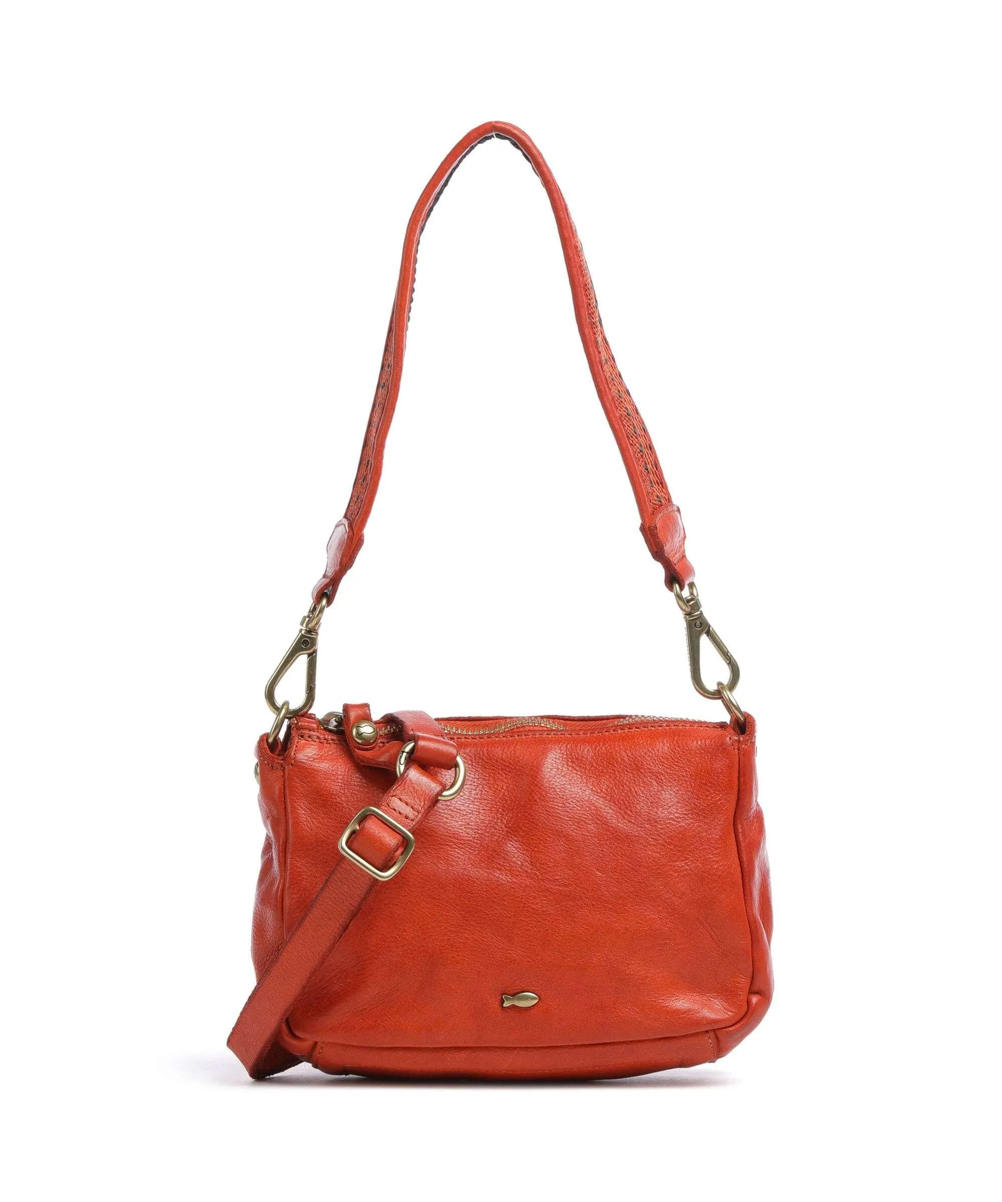  Campomaggi Borsa a spalla pelle di vacchetta finemente grana arancio  