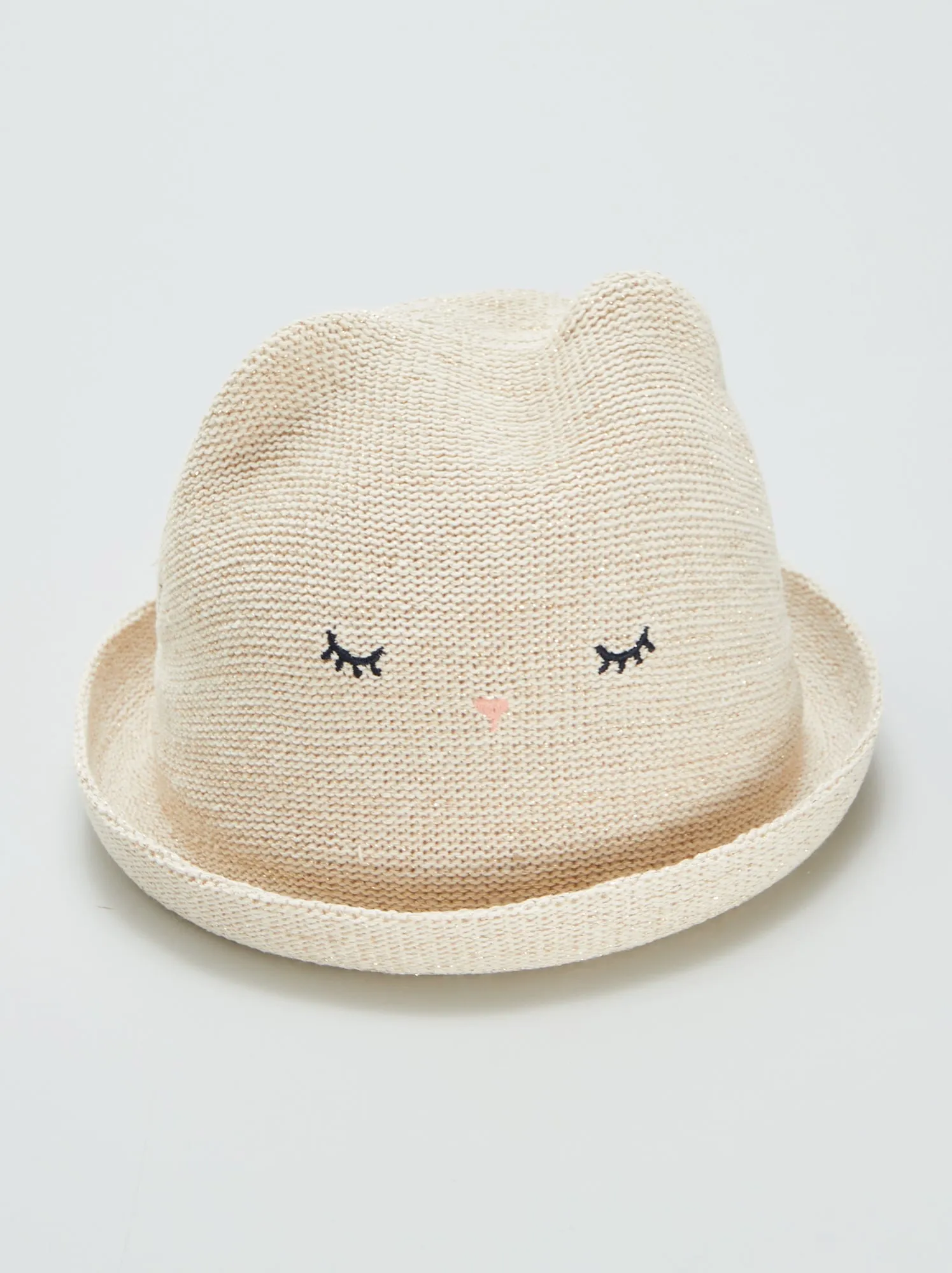 Cappello di paglia con 'orecchie' - BEIGE