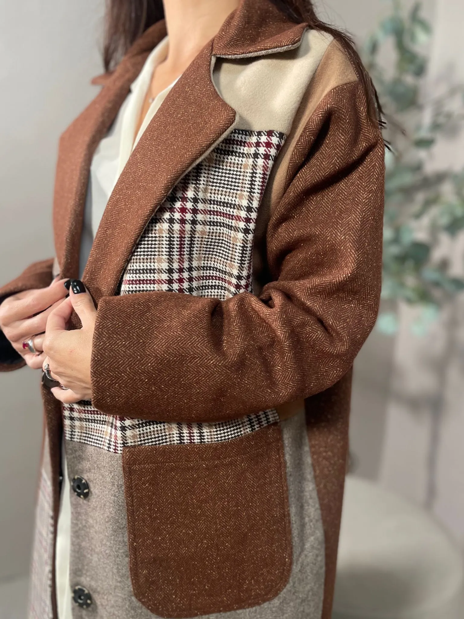 Cappotto Patchwork Marrone