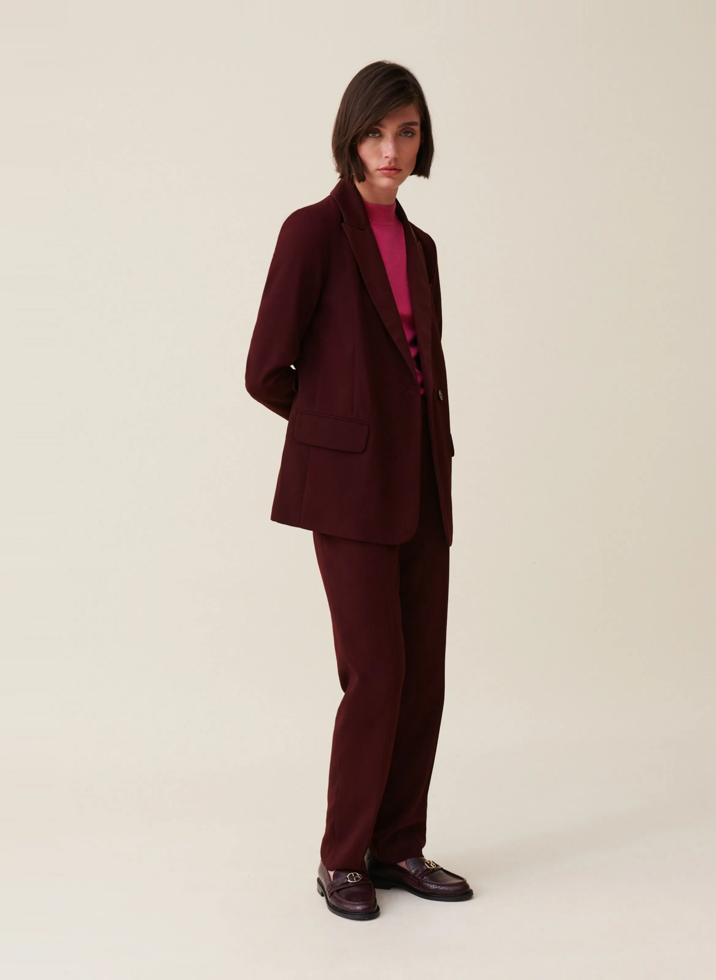  CLAUDIE PIERLOT   Giacca da tailleur diritta con cintura | Rosso
