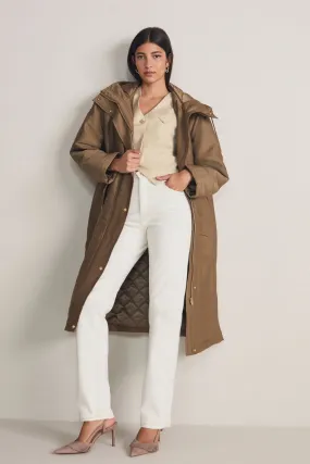 Marrone  - Giacca con parka trapuntato