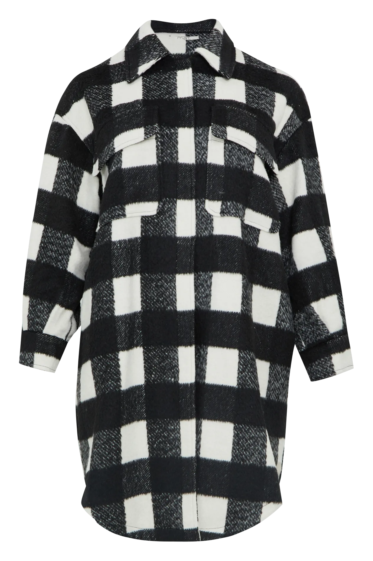  MAT FASHION   Giacca lunga a quadri | Nero